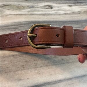 MADEWELL NARROW LEATHER BELT WITH BRASS BUCKLE